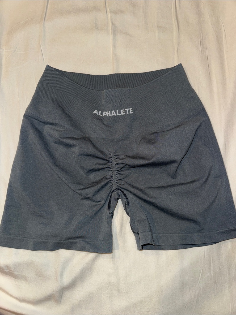 Alphalete Gray High-Rise Scrunch Bike Shorts